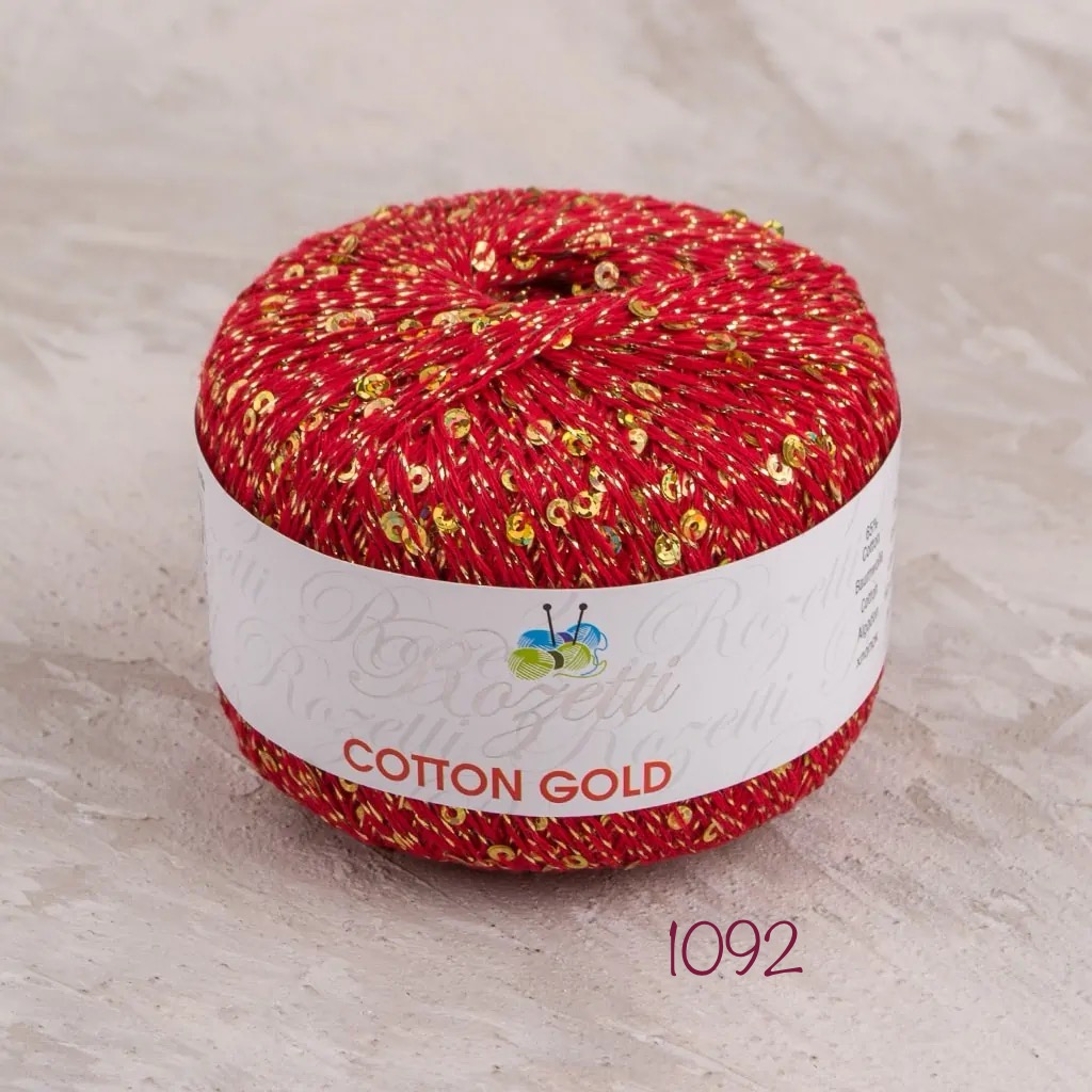 fir de crosetat/tricotat cotton gold, bumbac 65%, gliter 8% payette 27%, 25g/183m