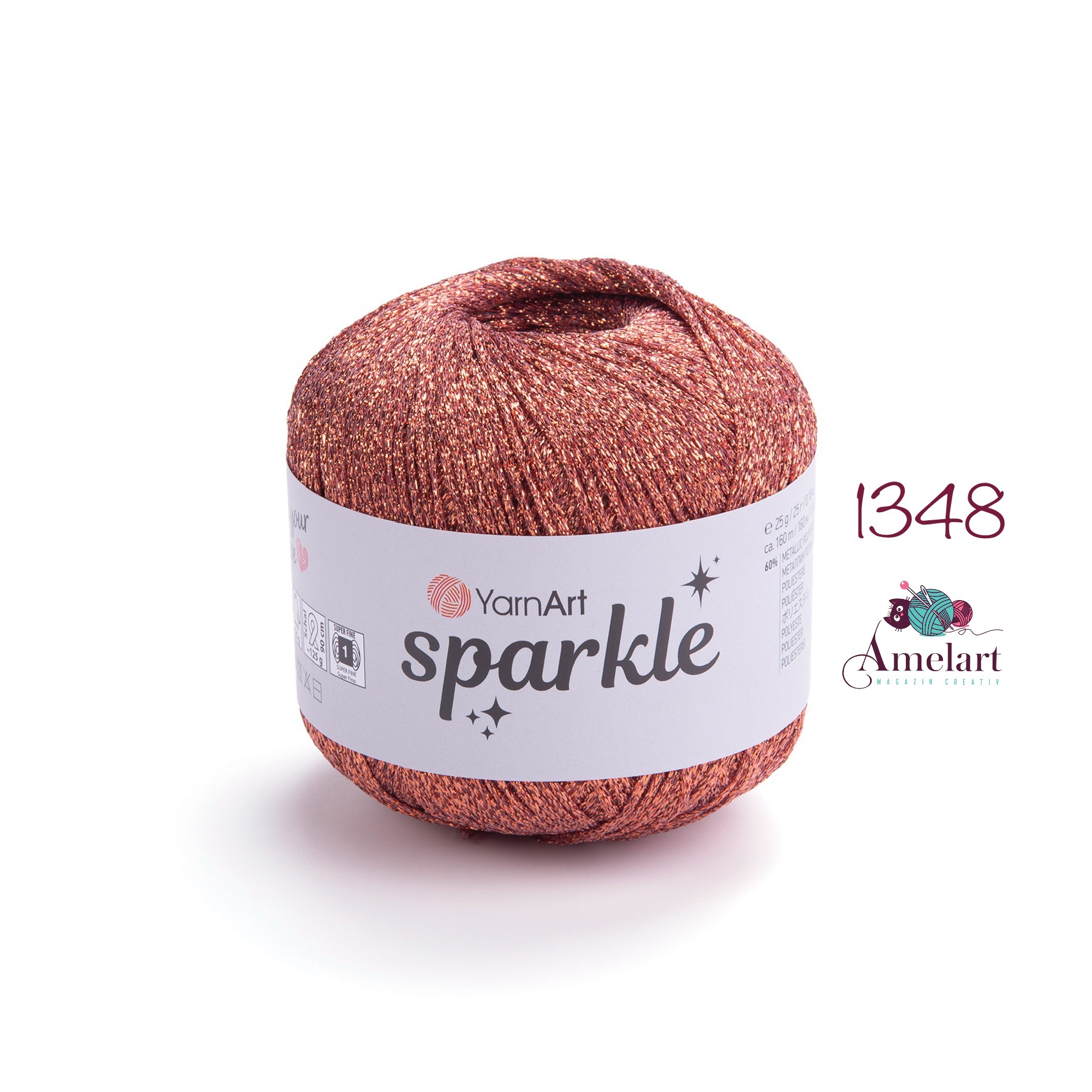 fir de crosetat/tricotat sparcle, poliester metalic 60% poliamid 40%: 25g/160m