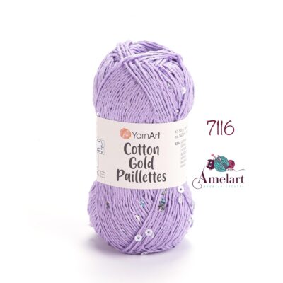 fir de crosetat/tricotat cotton gold paillettes bumbac 82% payette 18% : 50g/140m