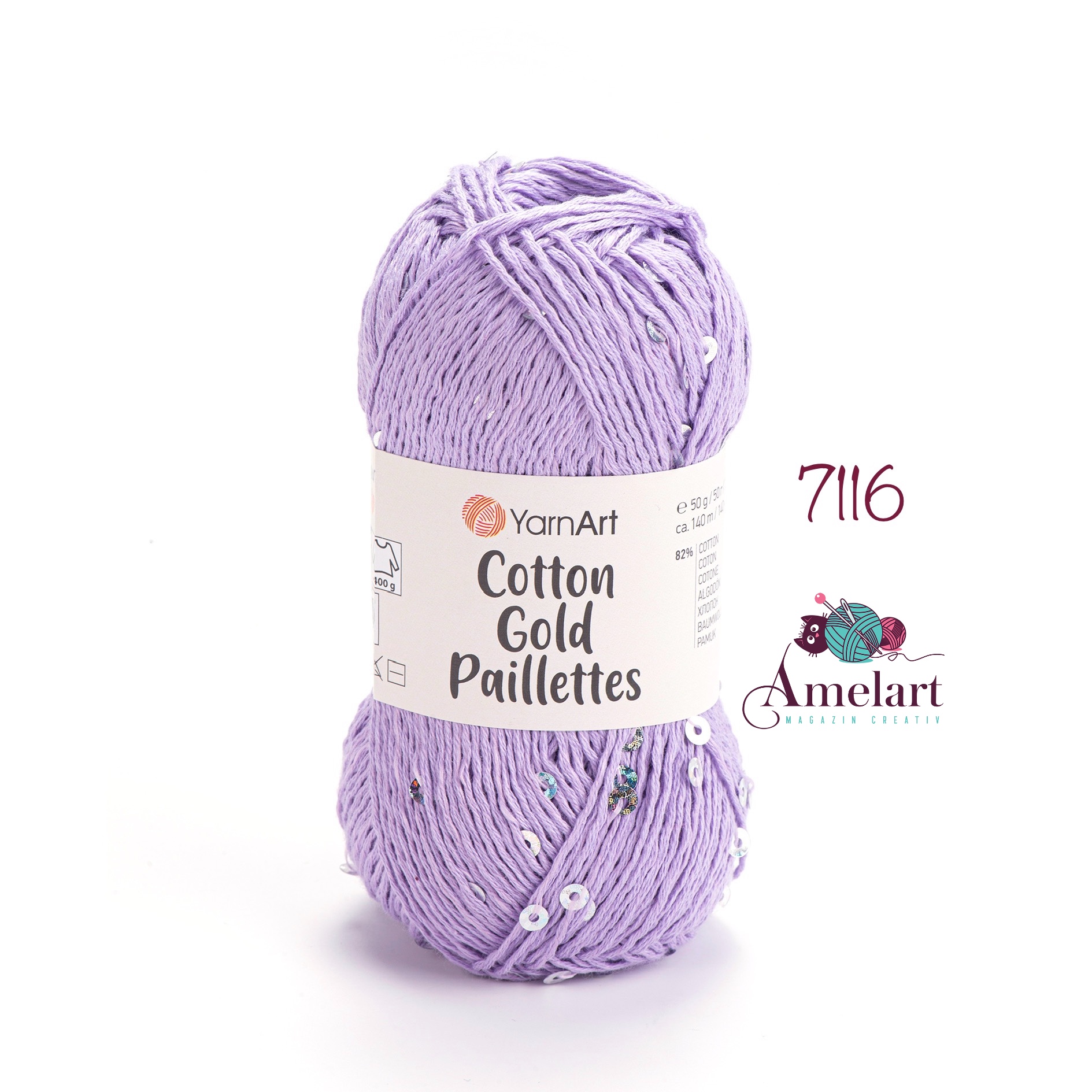 fir de crosetat/tricotat cotton gold paillettes bumbac 82% payette 18% : 50g/140m