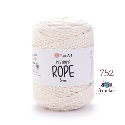 fir de crosetat macrame rope 5mm, bumbac 60% poliesterl 40%, 500g/85m