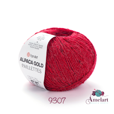 fir de tricotat alpaca gold paillettes, alpaca 20%, poliester 5%, acril 75%, 50g/180m